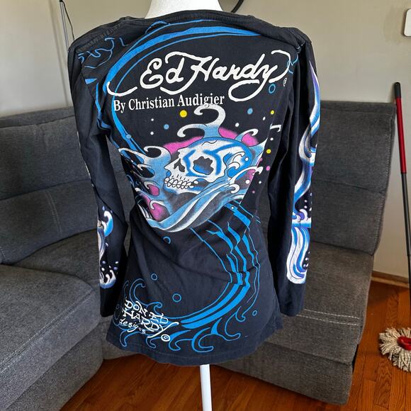 Women vintage Ed Hardy Christian Audigier long sleeve size xl - Picture 4 of 7